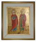 Eastern Orthodox Icon Saints Gilt Painting on Board