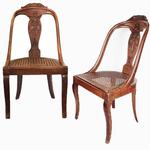 Pair of Venetian Walnut Side Chairs C. 1830 Duquette
